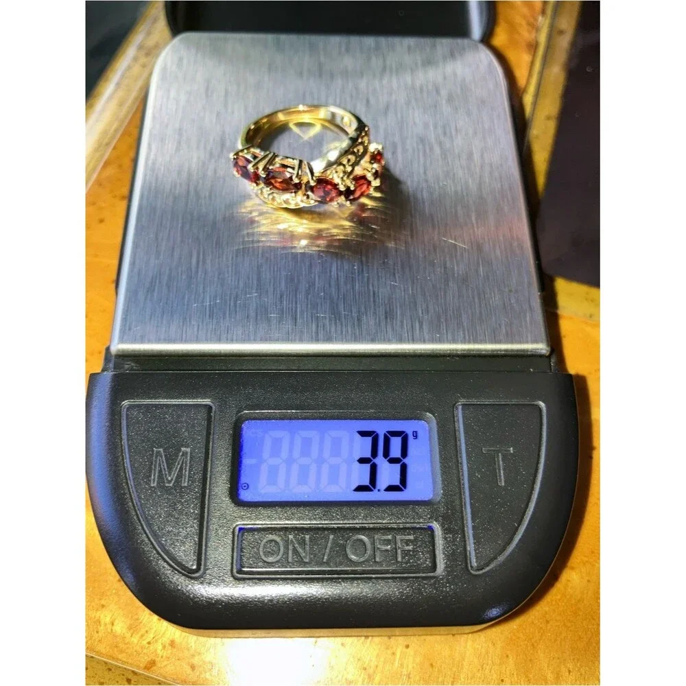 Natural Red Garnet Sterling Silver Ring Size 5.75